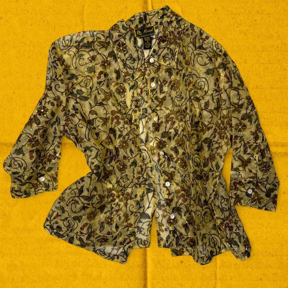 Vintage 70s sheer floral made